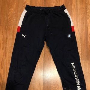 BMW joggers/sweatpants Size M, bleached right leg